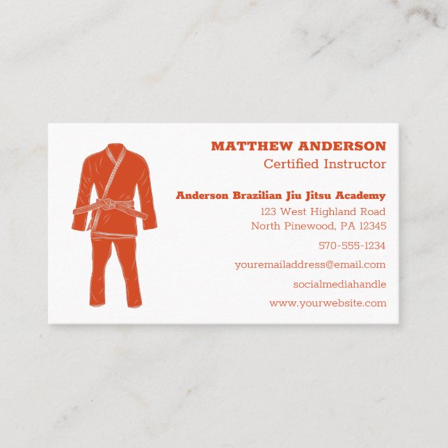Orange för Brasiliansk Jiu Jitsu BJJ Schoool-instr Visitkort (Framsida)