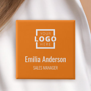Orange för Business Logotyp Employee Namn Badge Knapp