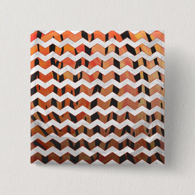 Orange för Chevron Tiger-Hett och svart utskrift Knapp (Framsida)