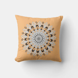 Orange för chic och vit Mandala-blomma Kudde