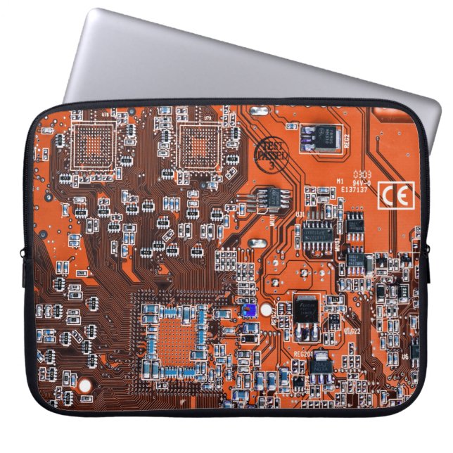 Orange för Computer Geek Circuit Board Laptop Fodral (Framsidan)