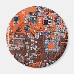 Orange för Computer Geek Circuit Board Magnet
