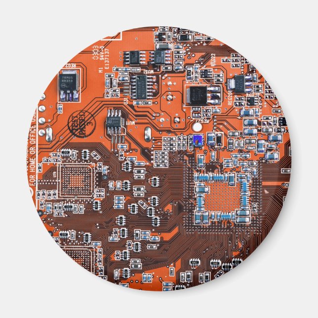 Orange för Computer Geek Circuit Board Magnet (Framsidan)