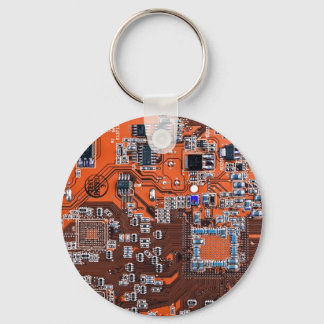 Orange för Computer Geek Circuit Board Nyckelring