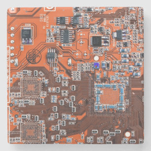 Orange för Computer Geek Circuit Board Stenunderlägg