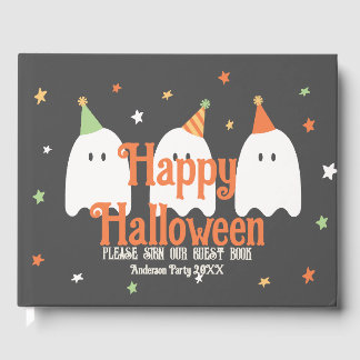 Orange för Cute Anpassningsbar Grönt Ghost Gästböcker