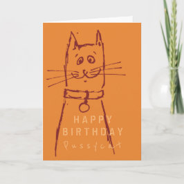 Orange för Cute-katters födelsedagskort Kort