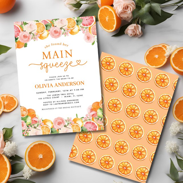 Orange för den moderna huvudskorpans Citrus-Möhipp Inbjudningar (Skapare uppladdad)