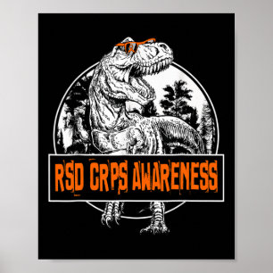 Orange för Dinosaur-medvetenhet om RSD CRPS-menyfl Poster