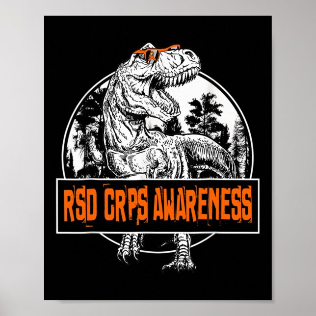Orange för Dinosaur-medvetenhet om RSD CRPS-menyfl Poster (Framsidan)