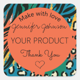 Orange för djurutskrift Färgruta för fyrkantiga fy Fyrkantigt Klistermärke