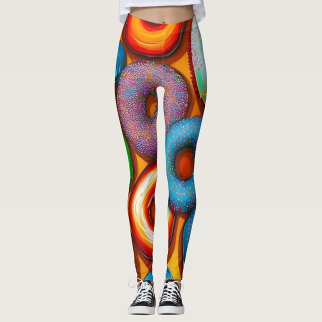 Orange för färgade donuts leggings (Framsida)