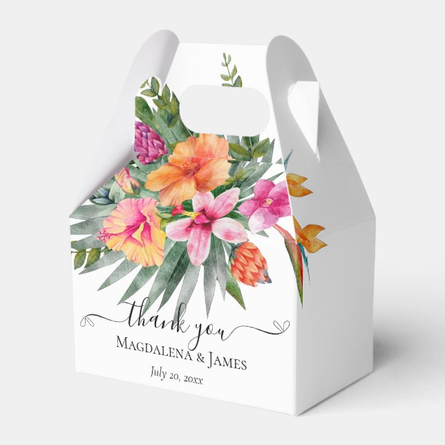 Orange för färgämnen i Rosa Tropical Flowers Bröll Presentaskar (Framsidan Sidan)