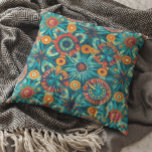 Orange för färglös Boho Bohemian Design Teal Kudde<br><div class="desc">Den här designen kan vara personlig om du väljer Redigera design. Du kan också överföra till andra objekt. Kontakta mig på colorflowcreations@gmail.com eller använda alternativet chatta överst på sidan om du vill ha den här designen på en annan produkt eller behöver hjälp med den här designen. Se mer av mina...</div>