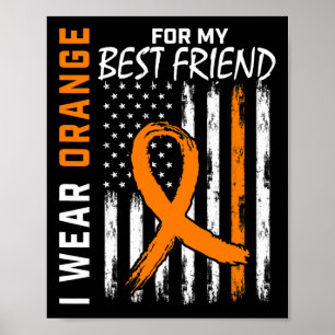 Orange för Flagga för min bästa vän Leukemi-medvet Poster