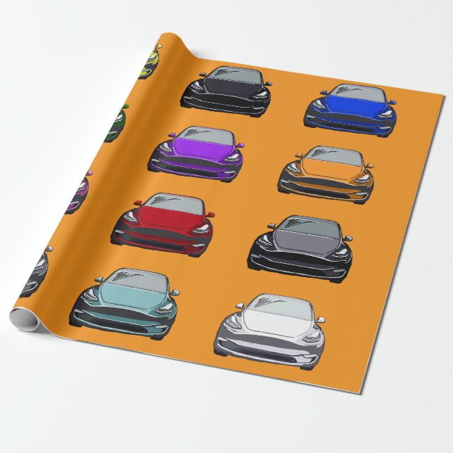 Orange för flera färgade Fordon- Presentpapper (Utrullad)