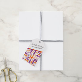 Orange för flerspråkig Tack-Lila Presentetikett