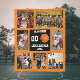 Orange för fotokollage med basket fleecefilt
