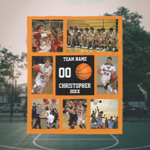 Orange för fotokollage med basket fleecefilt