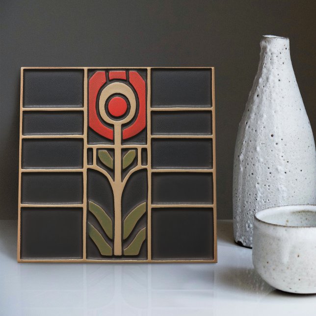 Orange för geometrisk Abstrakt, blomma i mitten av Kakelplatta (Skapare uppladdad)