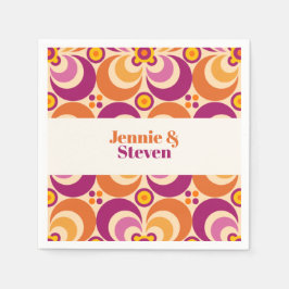 Orange för Geometrisk Lila av Blommigt i mitten av Pappersservett