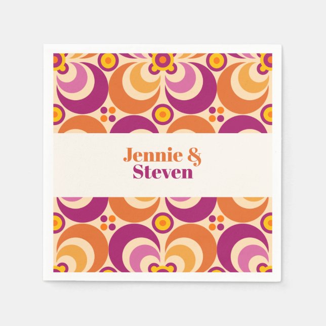 Orange för Geometrisk Lila av Blommigt i mitten av Pappersservett (Framsidan)