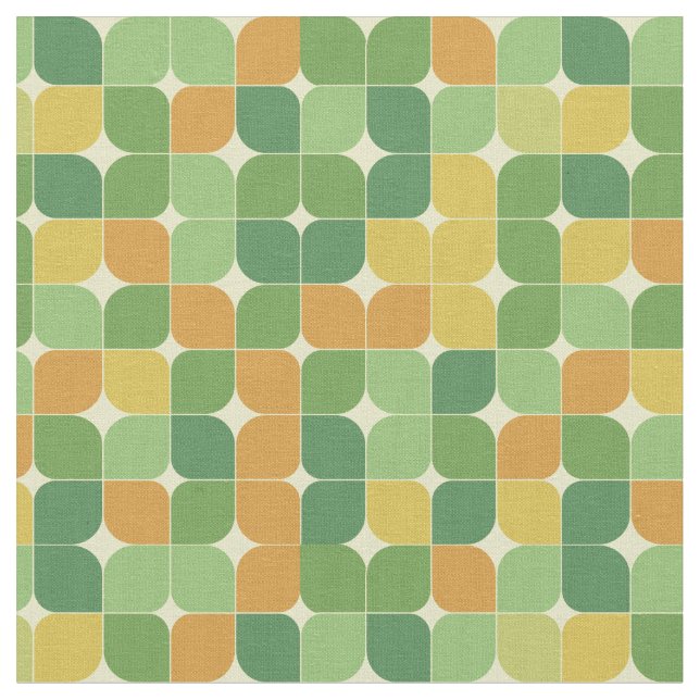 Orange för Grönten Mönster i mitten av århundradet Tyg (Närbild)