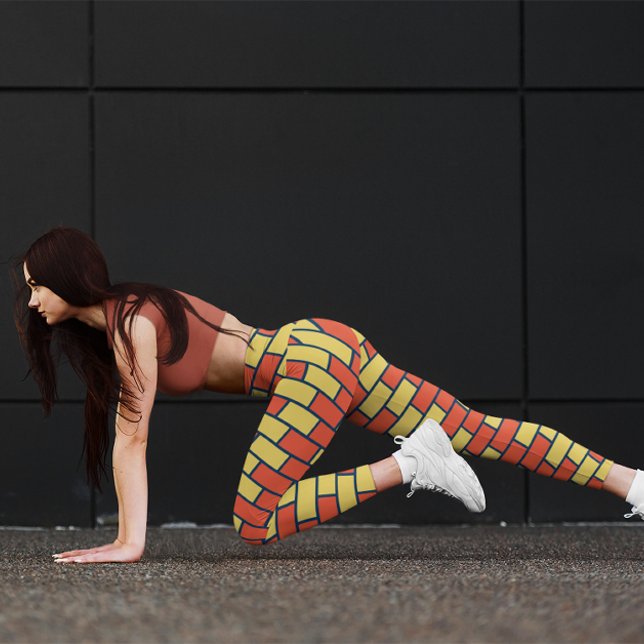 Orange för Gult - Brick Chevron Workout Leggings (Skapare uppladdad)