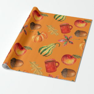 Orange för hösten Fall Halloween Pumpkin Spice Rus Presentpapper