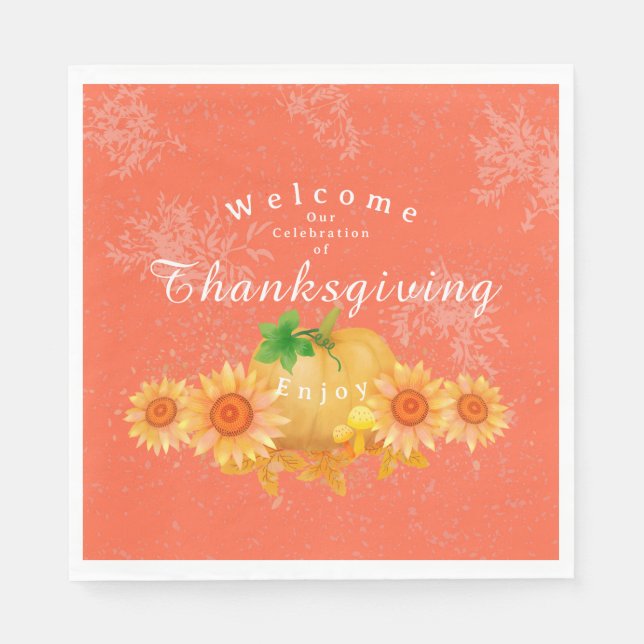 Orange för höstpumpa pappersservett (Framsidan)