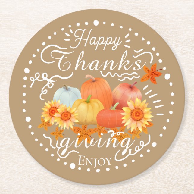 Orange för höstpumpa underlägg papper rund (Framsidan)