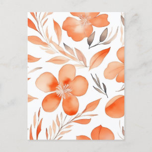 Orange för illustration av vattenfärgens Blommigt Vykort