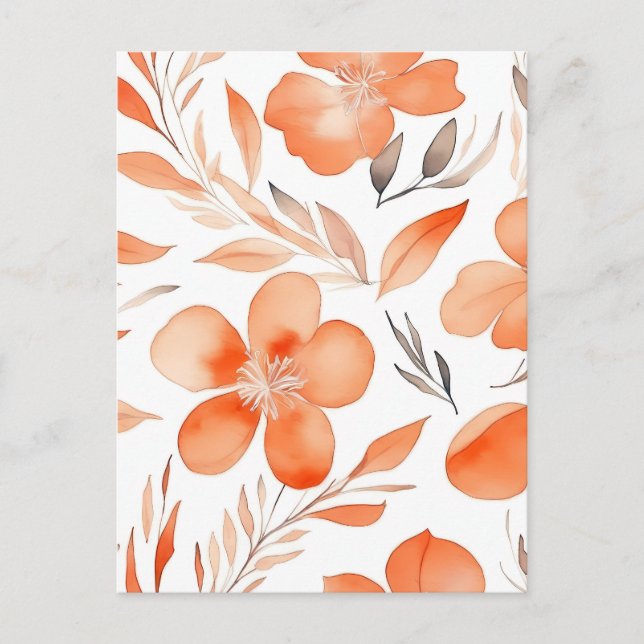 Orange för illustration av vattenfärgens Blommigt Vykort (Framsida)