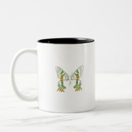 Orange för insektens måne-Grönt Två-Tonad Mugg