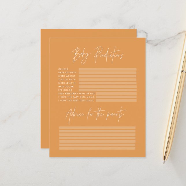 Orange för kalkeringsspel för babydusch party (Fram/Back In Situ)