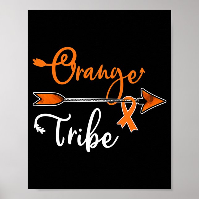 Orange för Kidney Leukemi Cancer Awareness Ribbon  Poster (Framsidan)
