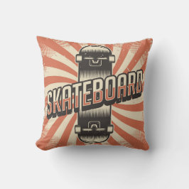 Orange för klassiskt Grunge-skateboard för Retro V Kudde