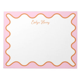 Orange för kraftig färgstark Rosa Vågigt Zigzag Gr Anteckningsblock