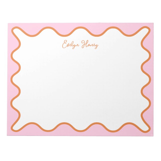 Orange för kraftig färgstark Rosa Vågigt Zigzag Gr Anteckningsblock (Framsida)