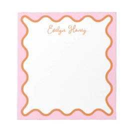 Orange för kraftig färgstark Rosa Vågigt Zigzag Gr Anteckningsblock