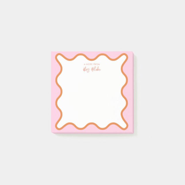 Orange för kraftig färgstark Rosa Vågigt Zigzag Gr Post-it Block (Framsida)