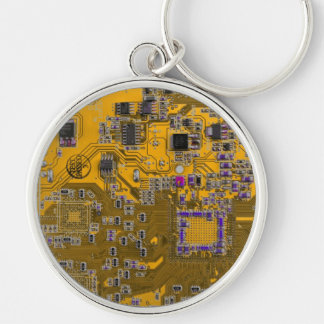 Orange för kretskort med PCB-kretskort Rund Silverfärgad Nyckelring