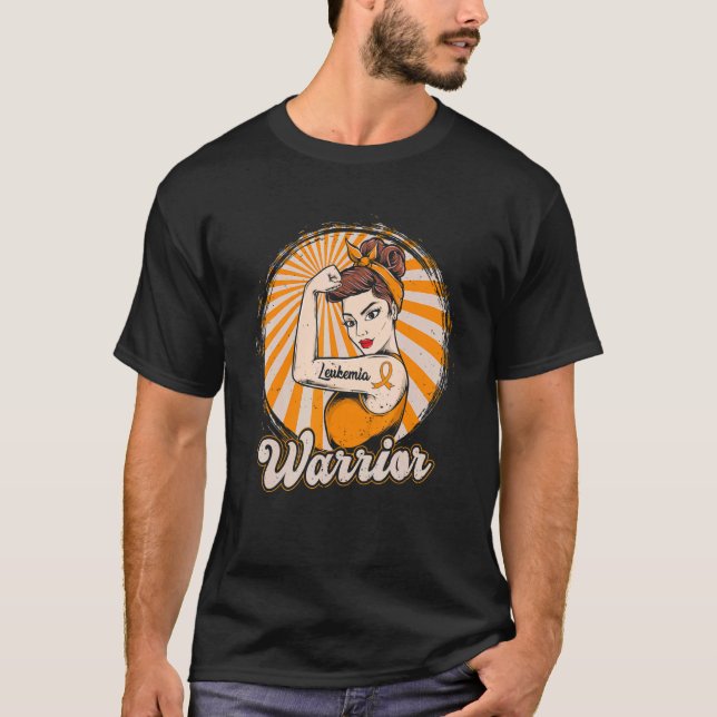 Orange för Leukemi Warrior Ribbon Leukemi A T Shirt (Framsida)