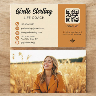 Orange för Life Coach-Gult QR-kod - foto Visitkort