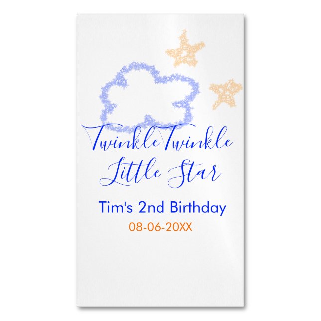 Orange för lila av Twinkle twinkle Little Star-föd Magnetiska Visitkort (Framsida vertikal)