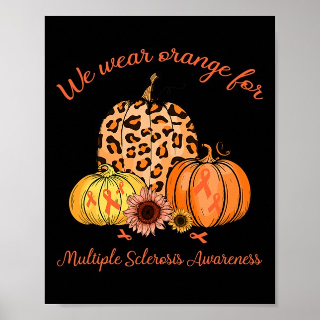 Orange för Många Sclerosis Awareness Pumpkin Gi Poster (Framsidan)