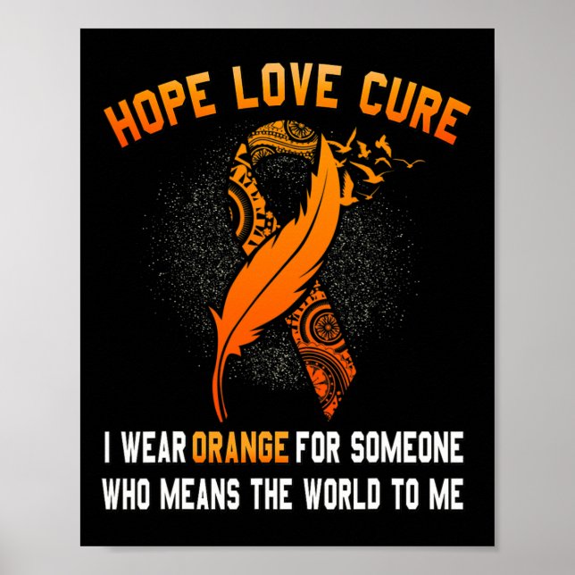 Orange för medvetandegörande av cancer med menyfli poster (Framsidan)