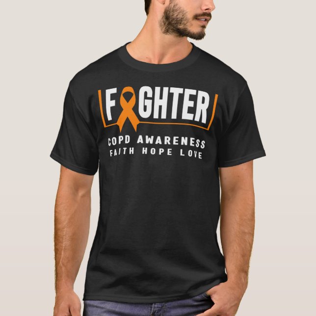 ORANGE för medvetenhet om KOL Ribbon COPD Fighter T Shirt (Framsida)