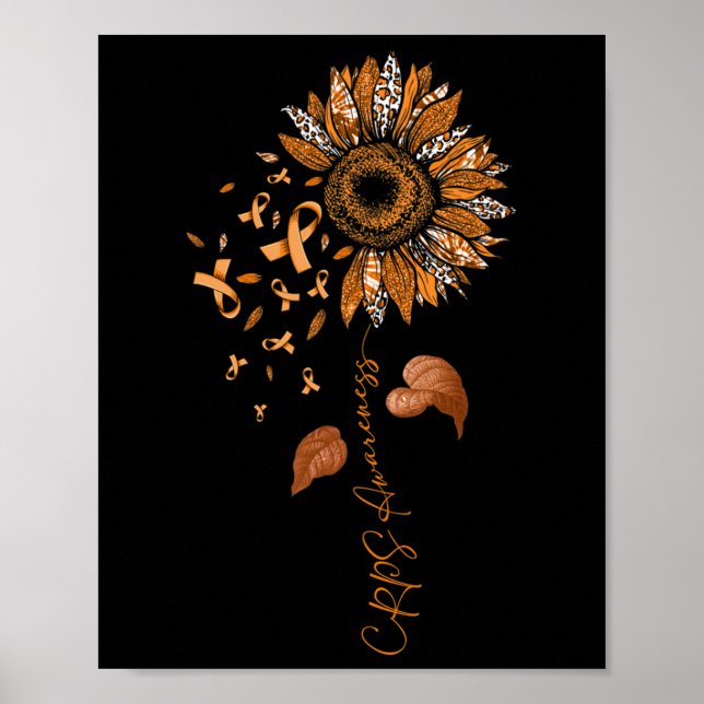 Orange för medvetenhet om solrosleopard Caps Aware Poster (Framsidan)