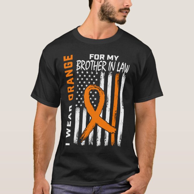 Orange för min bror i juridik Leukemi Awareness Fl T Shirt (Framsida)